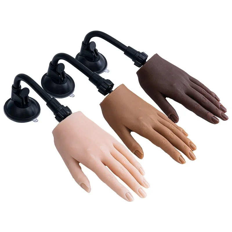 Articulated and bendable realist practice silicone prosthetic hand model  for nail art mannequin