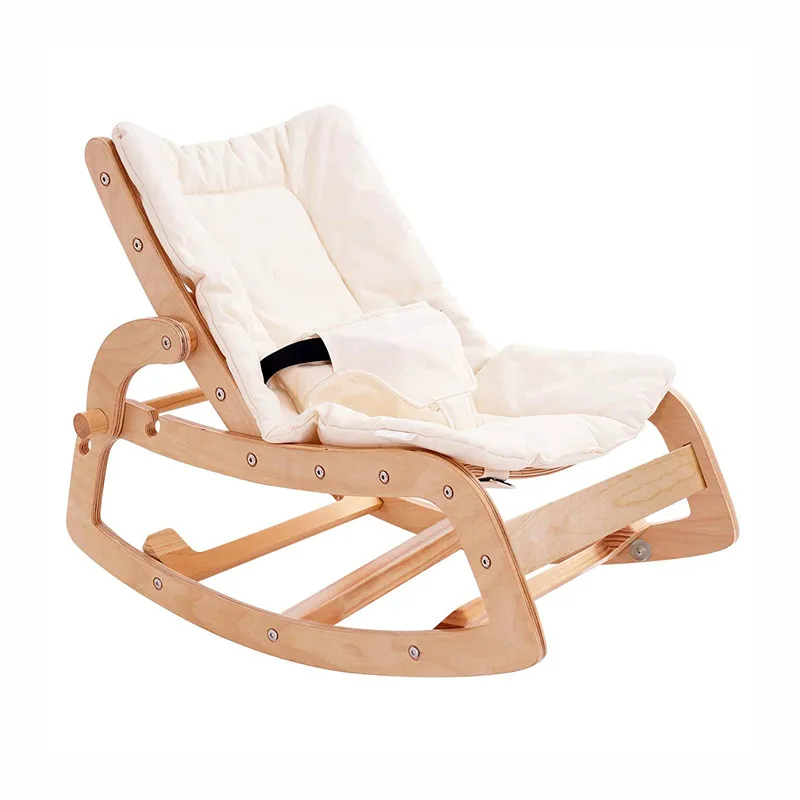 Baby Rocker Chair and Convertible Wooden Recliner Chair  for Toddlers Kidsroom Furniture