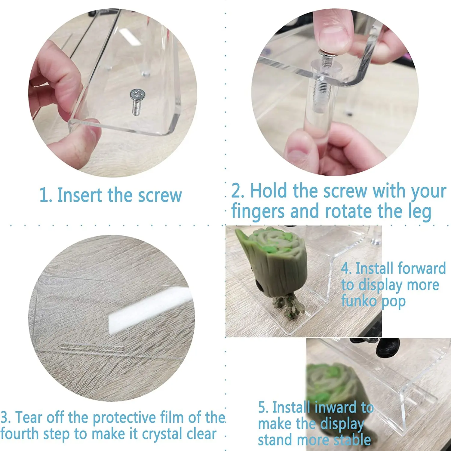 Acrylic Riser Display Shelf 4 Tier Display Riser for Amiibo Funko POP Figures Counter Display Stand Risers for Organization