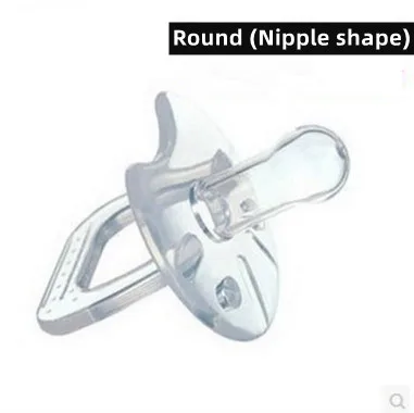 Liquid silicone  round and  flat transparent personalized baby fruit pacifier clip chain