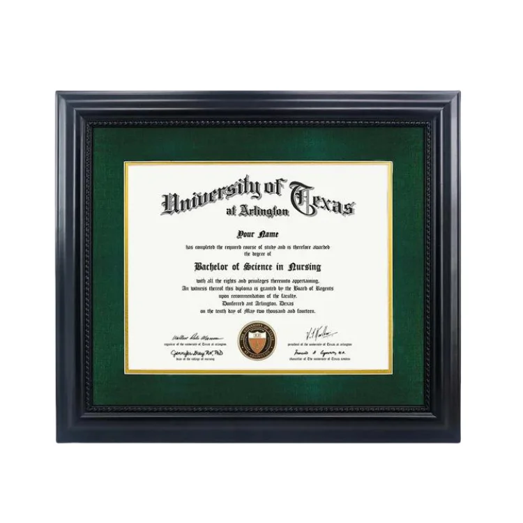 Premium Cherry Wood A4 Diploma Document Frame with Gold Detailing and Tough Glass