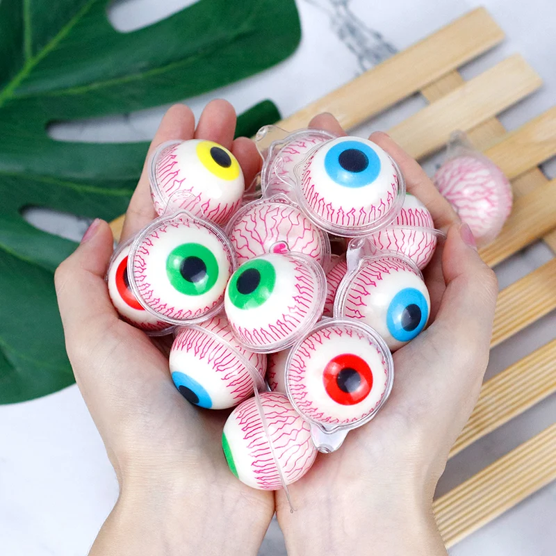 jindaogu hot sale 60pcs per bottle sweet fruit colorful  chew soft delicious jelly eyeballs candy gummy candy