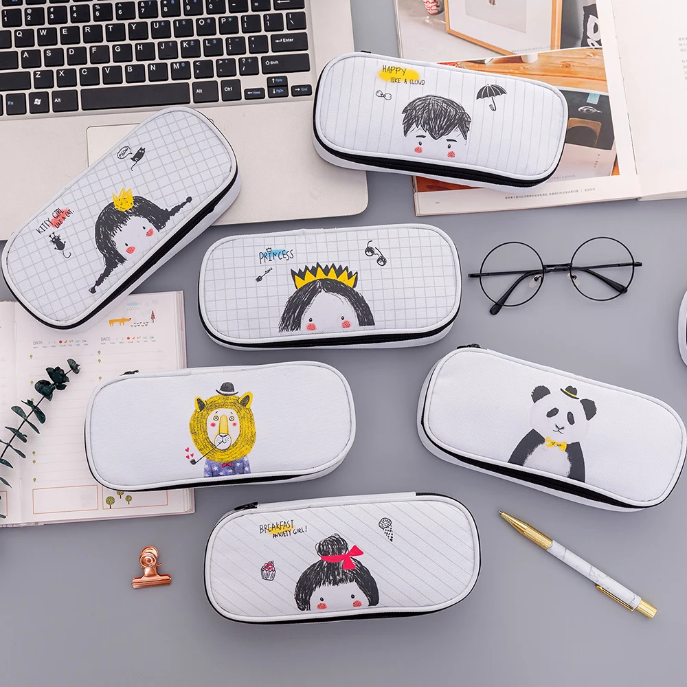 Hot selling office and school supplies pencil bag custom printed pencil case fancy zipper bag capacity pencil pen case office