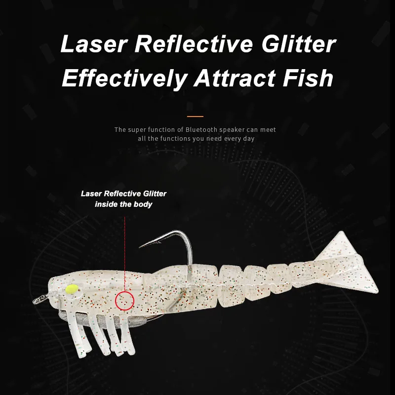 Wholesale 95MM 8.5G Shrimp Soft Bait Lure Fishing Multi Section With Hooks for Sea River Lake Stream Fishing Shrimp Lures