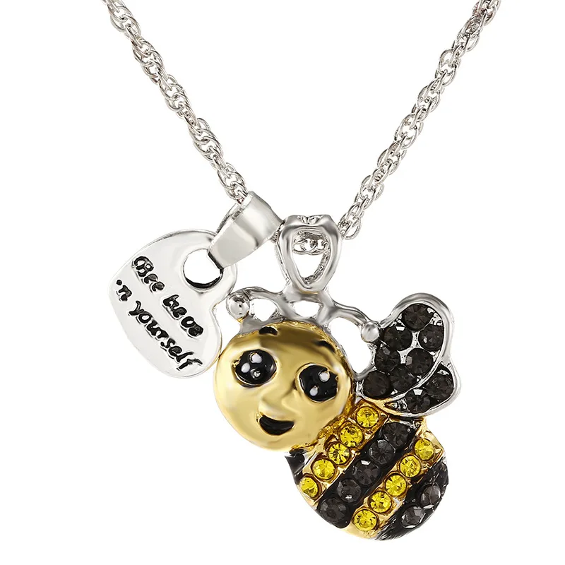 Fashion Crystal Animal Silver Color Alloy Necklace Cute Owl Bee Angel Turtle Heart Cross Elephant Pendant Necklace Women Jewelry