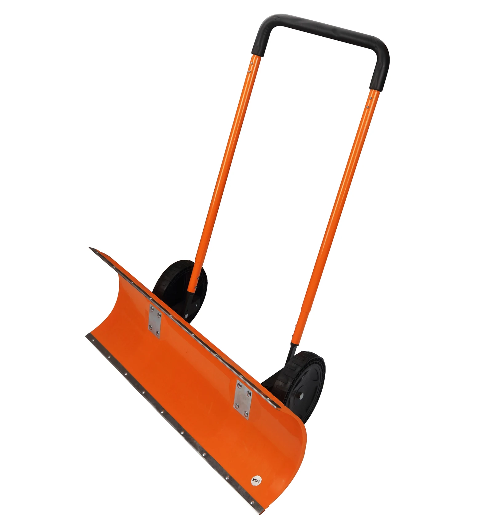 Rolling Snow Pusher with Wheels and Steel Handle Snow Shovel Suitable for Driveway or Pavement Clearing 37.8 IN