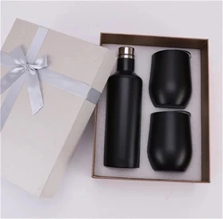 2021 New Stainless Steel double wall Wine Bottle Tumbler Customized printing Party Cocktail Wedding Gift Wine Glass Sets
