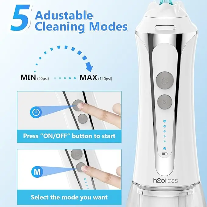h2ofloss 2500mAh Portable Cordless Water Pick Flosser New Breath Spray Oral Irrigator OEM/ODM Dental Care Product