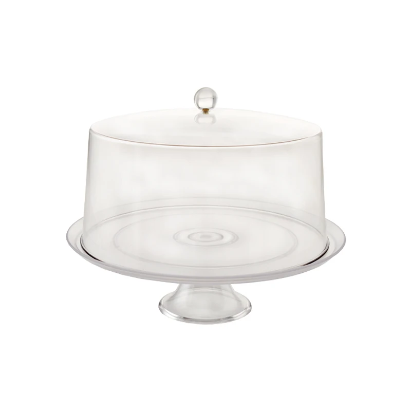 Clear Plastic Food Tray with Cover with Knob Cake Cover 12 inch Round Dome Cake Tray with Cover