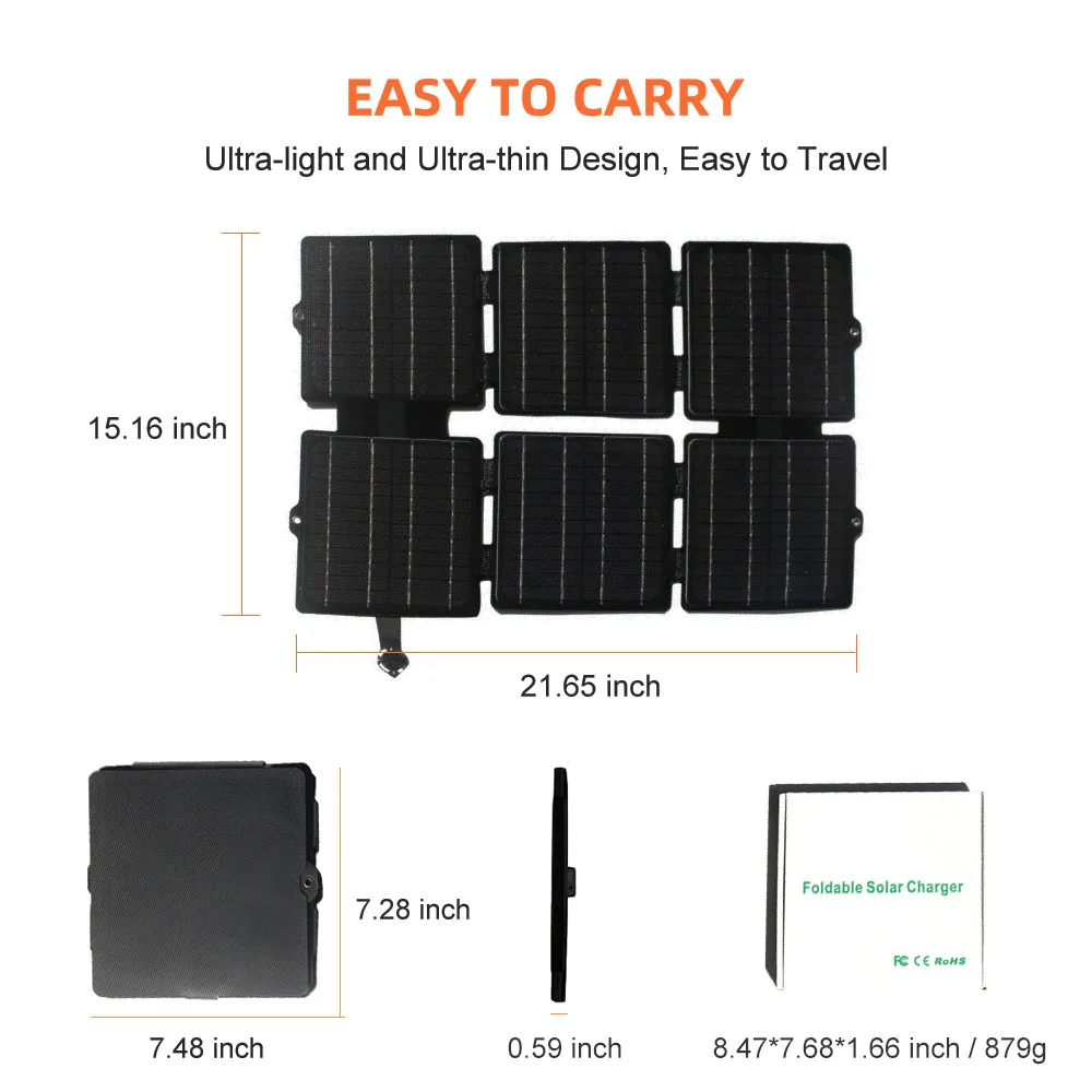 BUHESHUI 30W Folding Solar Panel Charger USB 5V DC12V Waterproof Portable Solar Charger Mobile Power Outdoor Camping Hiking
