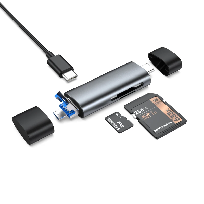 High quality OTG USB C and Micro USB to USB 3.0 Cardreader Support SD/TF/MMC/Micro SD for PC LAPTOP and Smartphone