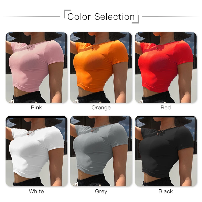 
6 Colors Custom Logo Fitness Yoga Wear Apparel Seamless Sports Workout Crop Top Women Gym Shirt 