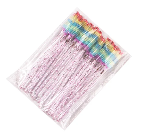 New arrival Disposable Glitter Clear handle Mascara Wands Shiny Eyelash Brush Eyebrow Applicator Makeup Brush