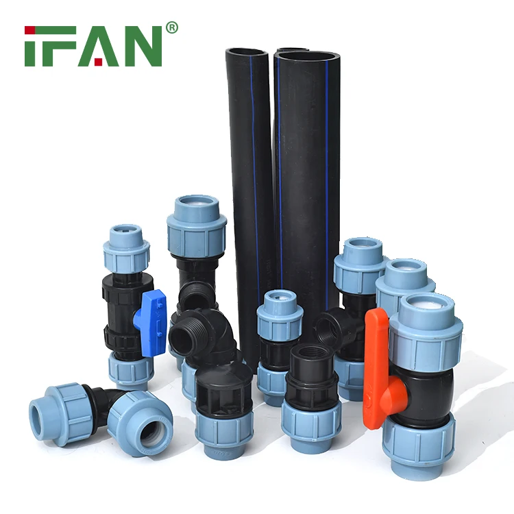 IFAN Manufacturer Poly Plumbing Fittings 16 mm Elbow Socket Union Irrigation Pipe HDPE Fittings