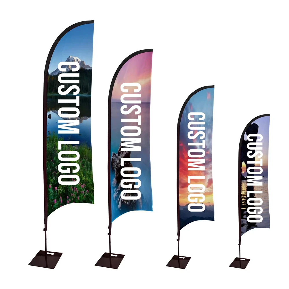 Open Notice Feather Sail Flag Reusable Outdoor Flag Stand Knife Flag for Sport Event