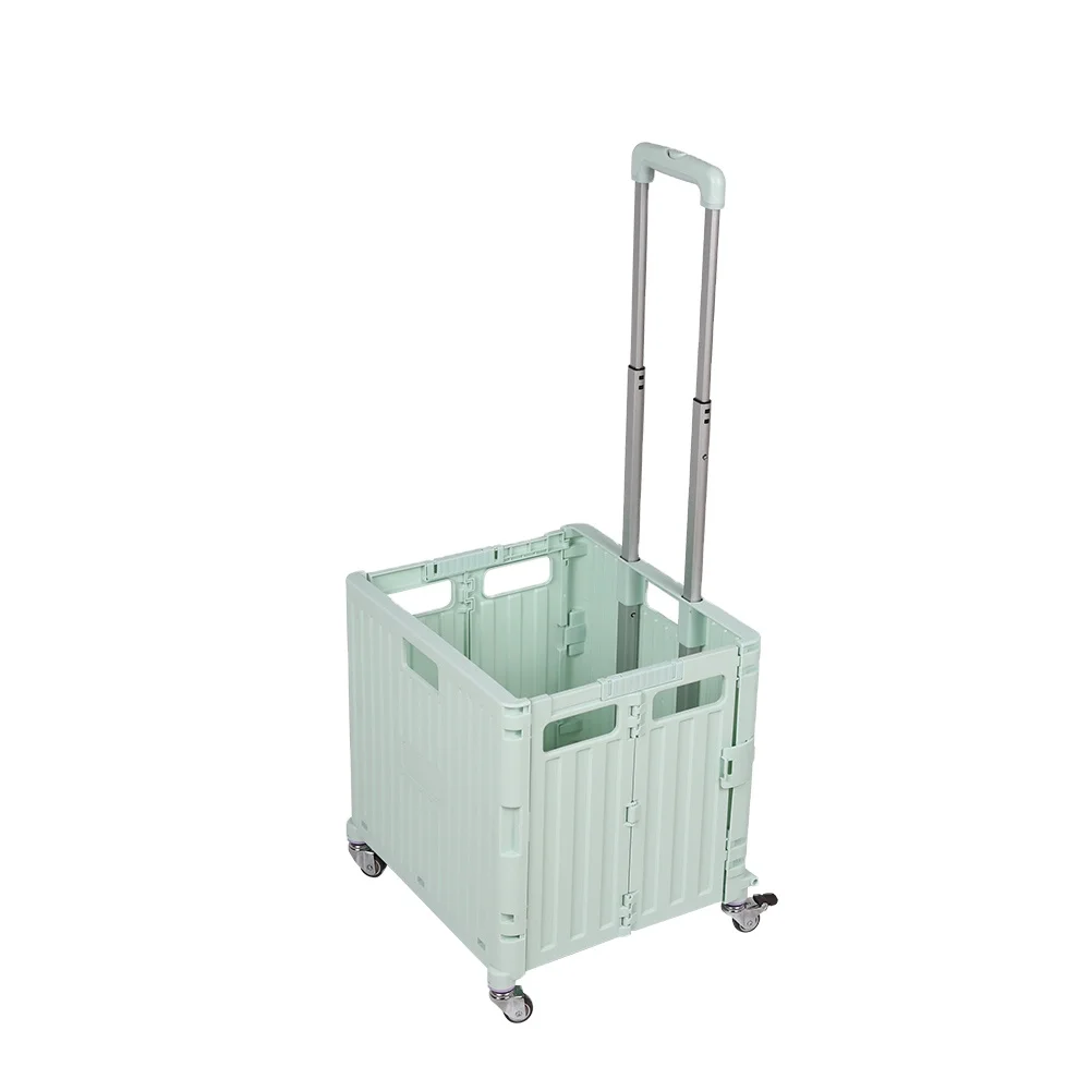 
Plastic four wheels foldable shopping cart  (1600228671892)