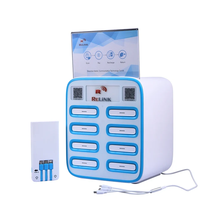 
8 Slot Mobile Phone Portable Battery Share Power Bank Charging Station Rental Power Banks 