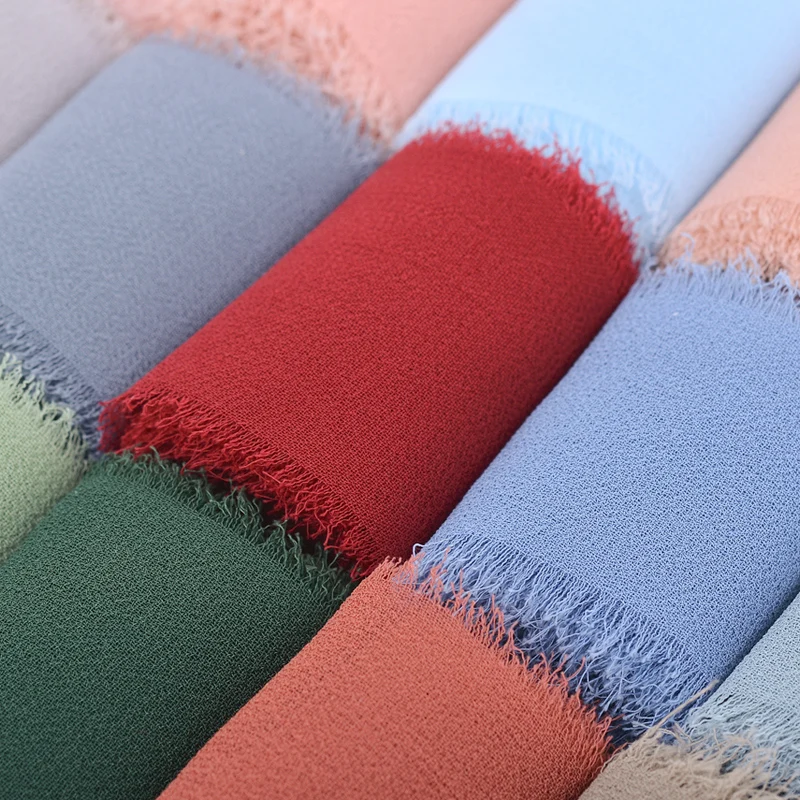 Ribest Custom Printed Chiffon Ribbon Handmade Raw Edge for Flower