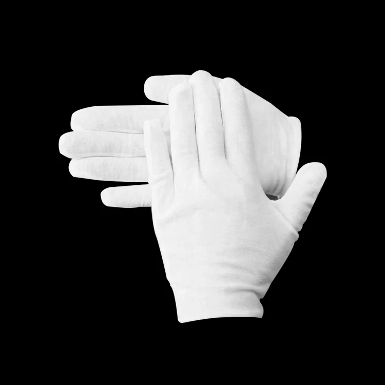 
Biodegradable high quality disposable jewelers inspections elastic cotton white jewelry medium thickness gloves guantes 