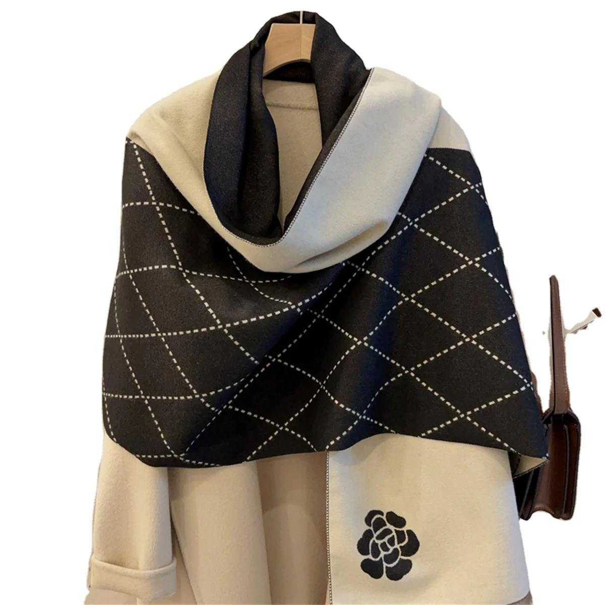 2024 Brand custom new arrivals winter travel scarf Oversize acrylic Knitted wool blend cashmere scarf for women