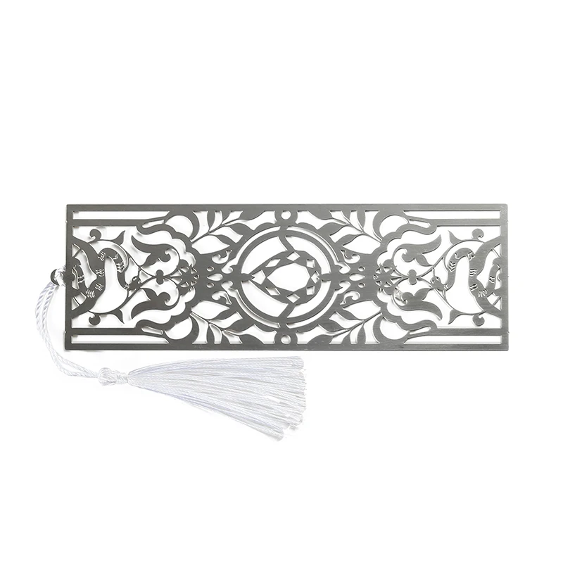 Metal cut out design engraved custom stainless steel bookmark