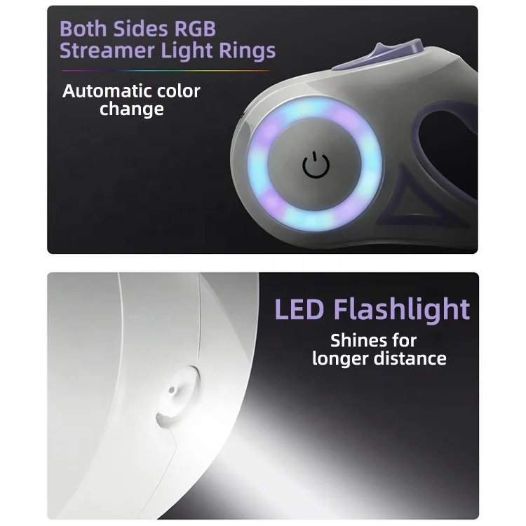Walking Handsfree Pet Led Light Retractable Dog Lead Leash