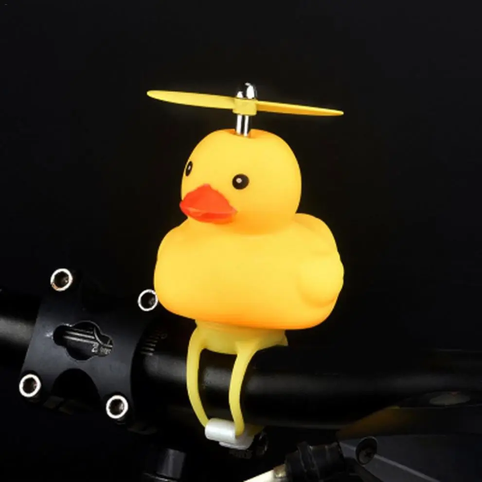 Istaride Cute Bicycle Bell With Light Broken Wind Small Yellow Duck Bike Bell MTB Road Bike Motor Helmet Riding Bicycle Horn