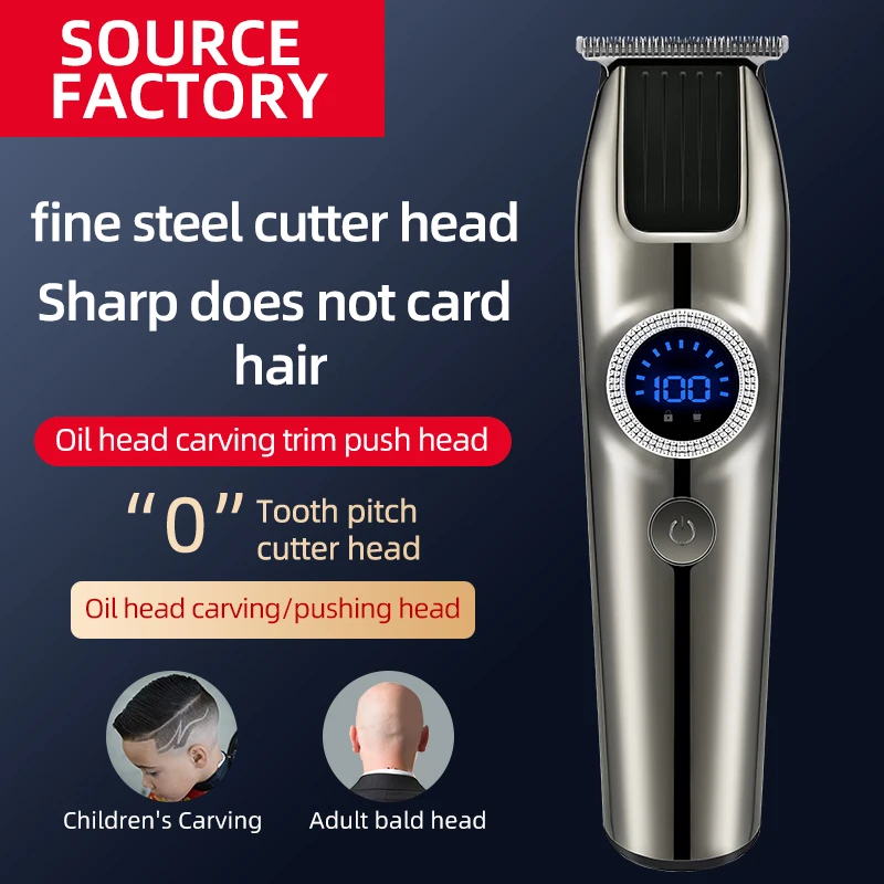 Новый профессиональный набор для стрижки волос, беспроводные парикмахерские машинки для стрижки волос, электрический триммер для бороды для мужчин с ЖК-экраном, 4 направляющими, OEM