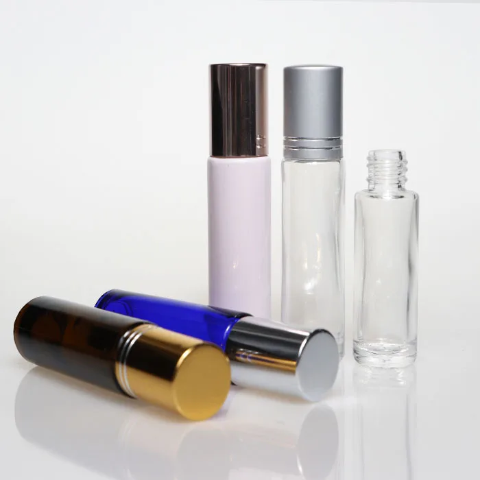 10ml 5ml Amber Glass Bottle Roll-on Bottles Small Lip Gloss Tube Roller Set Perfume Frosted Wholesale Roll Ball Bottle