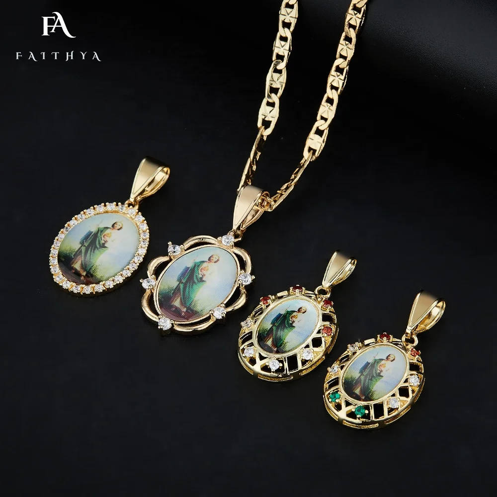 FP1103 высокое качество оптовая продажа кулон с изображением бога милосердия Иисуса я доверяю вам зеленый защитный подарок для Него и нее