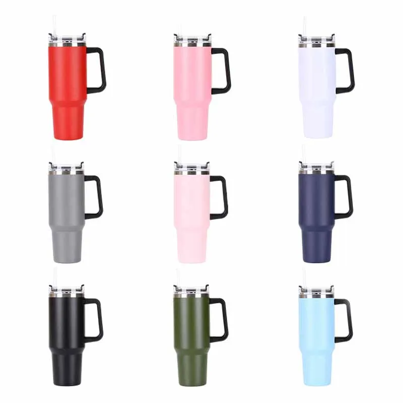 2023 40oz stainless steel adventure quencher tumbler with straw lid SUS304 reusable stan ly style welcome custom