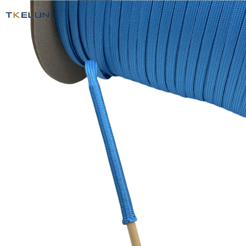 3 mm ID X 4 mm OD Custom UHMWPE Hollow Rope Protective Round Tubular Webbing Flat Rope Blue Nylon
