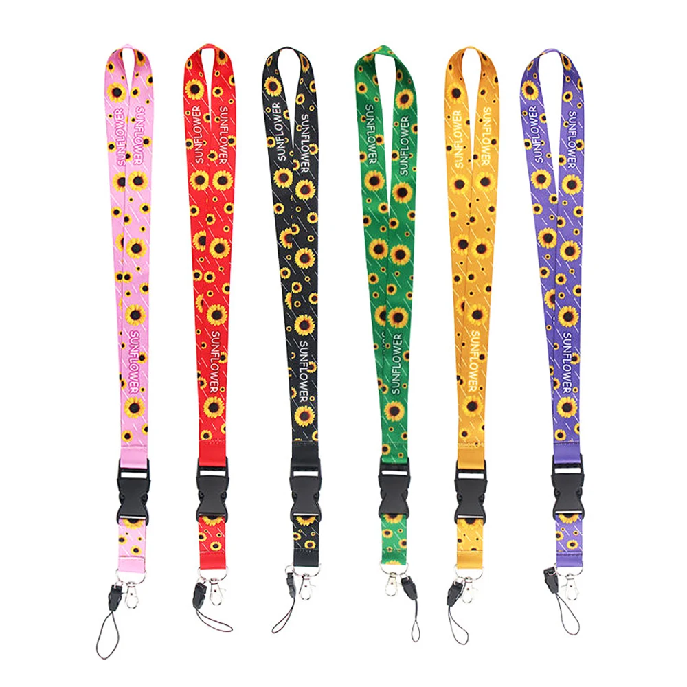for with Sunflower Gifts Keychain Woven Neck Nurse Phone Sublimated Printed Logo Detachable Breakaway Polyester Custom Lanyard