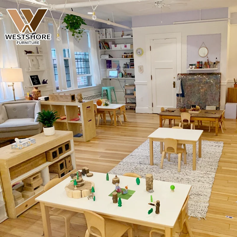 Creche Daycare Furniture Preschool Learning Toys Montessori Classroom Desk And Chair Set Children Cabinet Kindergarten Furniture