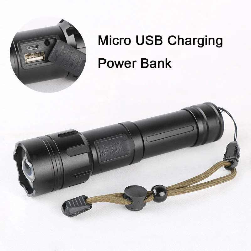 Фонарик XHP50 светодиодный тактический фонарик с USB внешний аккумулятор 18650 26650 перезаряжаемый ручной