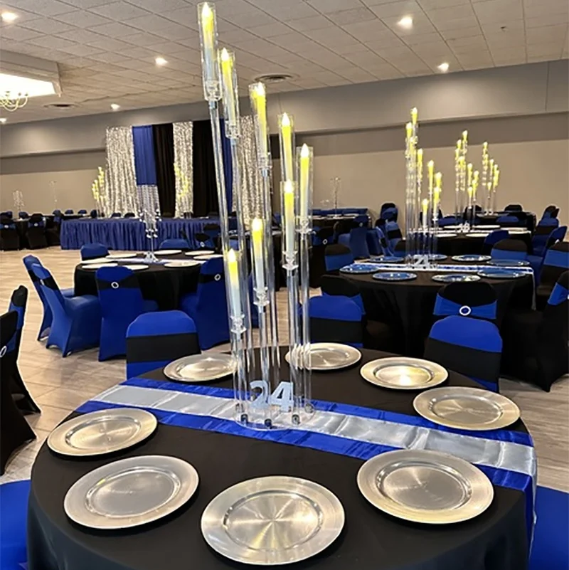 Wholesale 8 arms 128CM tall long stemmed modern candle holders Decor wedding table centerpieces candelabra For Event Party