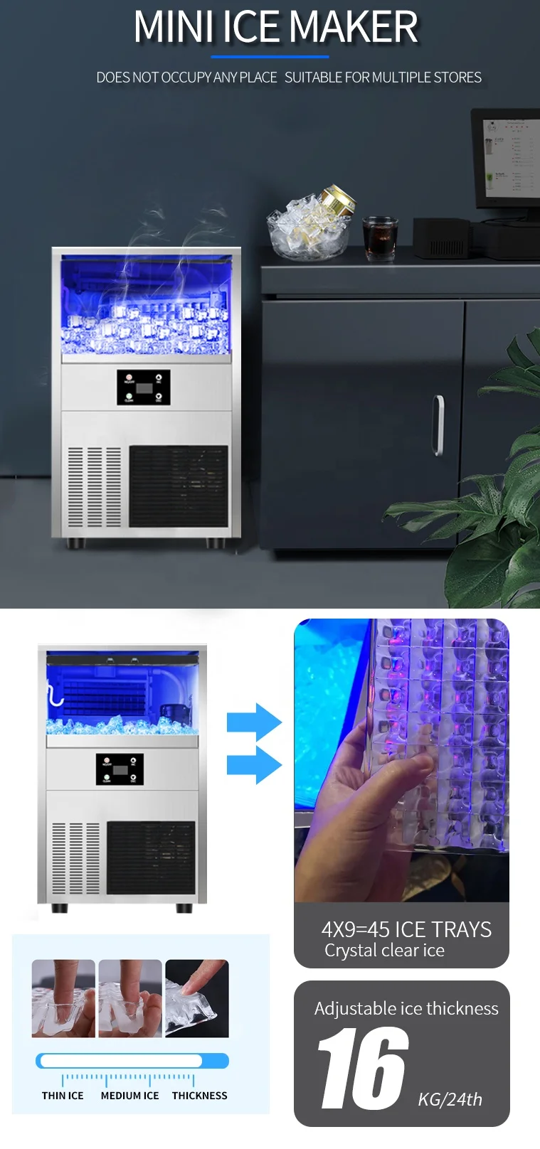 Mvckyi GQ-40 Commercial machinery small business ideas ice tea maker small manufacturing machines automatic ice ball makers