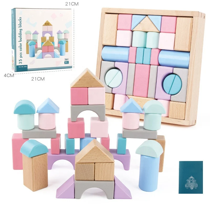 Hot Sale Wooden Assembly Building Blocks Desktop Games Geometry Wooden Blocks For 3+ Year Old Child