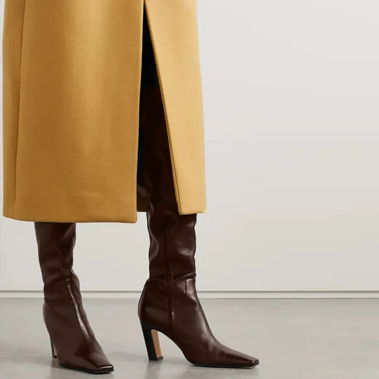 autumn winter sexy women real leather thigh high boots fashion party shoes elegant lady high heel over the knee boot big size 46