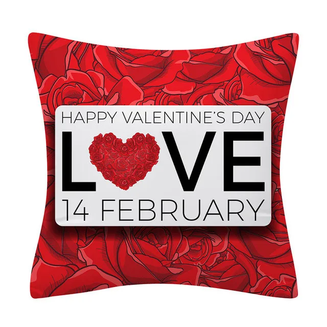 Hot Sell Red Heart Pillow Case 45*45cm Valentines Day Pillow Covers Polyester Peach Skin Customised Cushion Cover