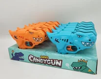 candy toy hot selling dinosaur lollipop holder with lollipop candy gun saver plastic for kids