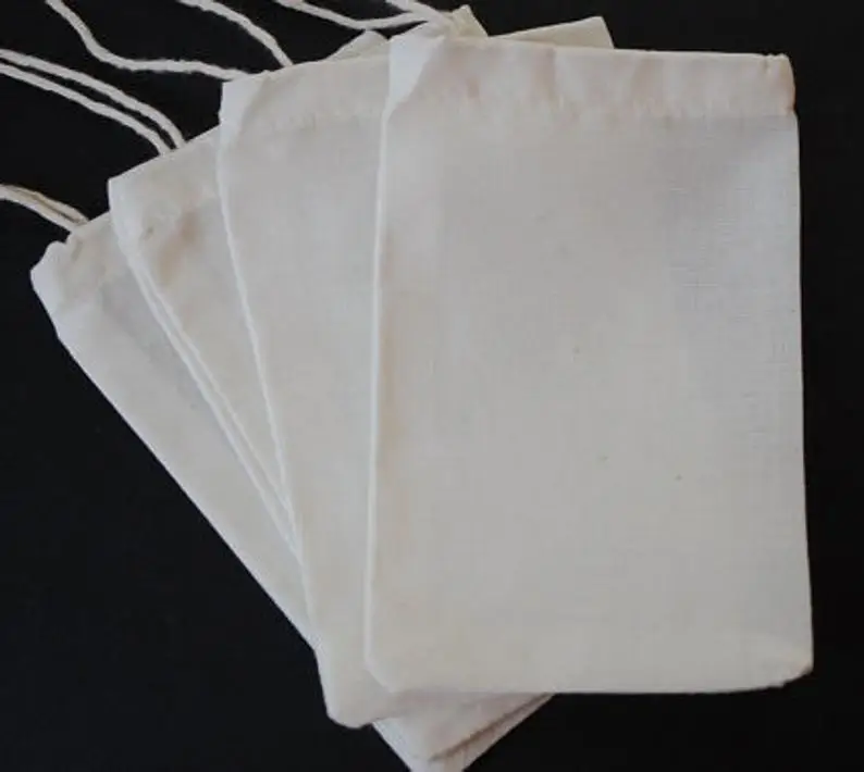 Sopurrrdy China factory supply reusable organic cotton muslin bath tea drawstring bags