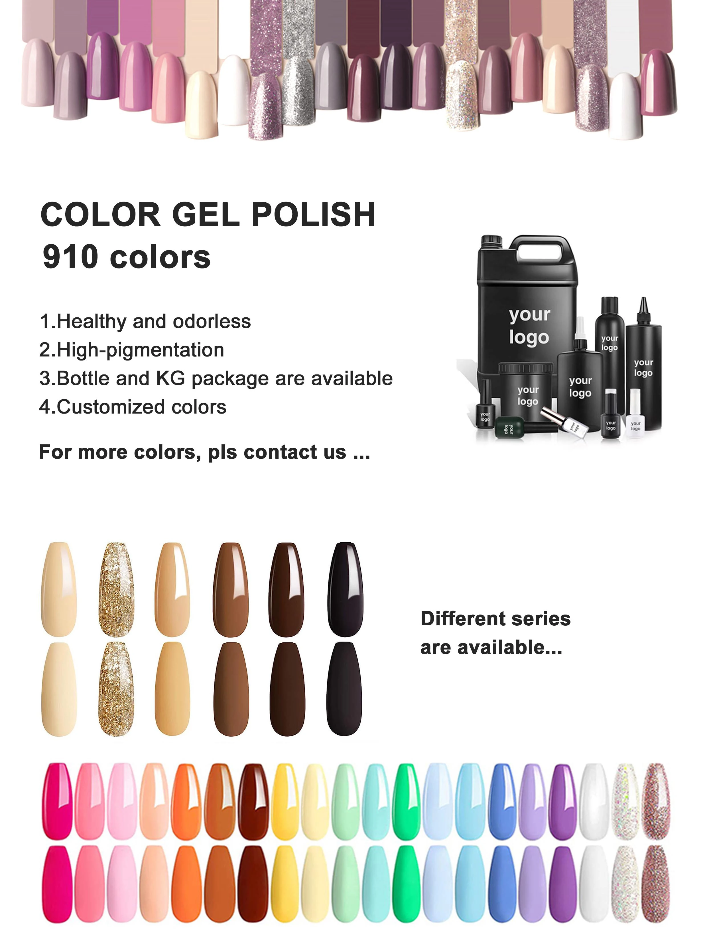 8ML Free Samples French Manicure Top Base Coat Nail Color White Pink Color Gel Polish