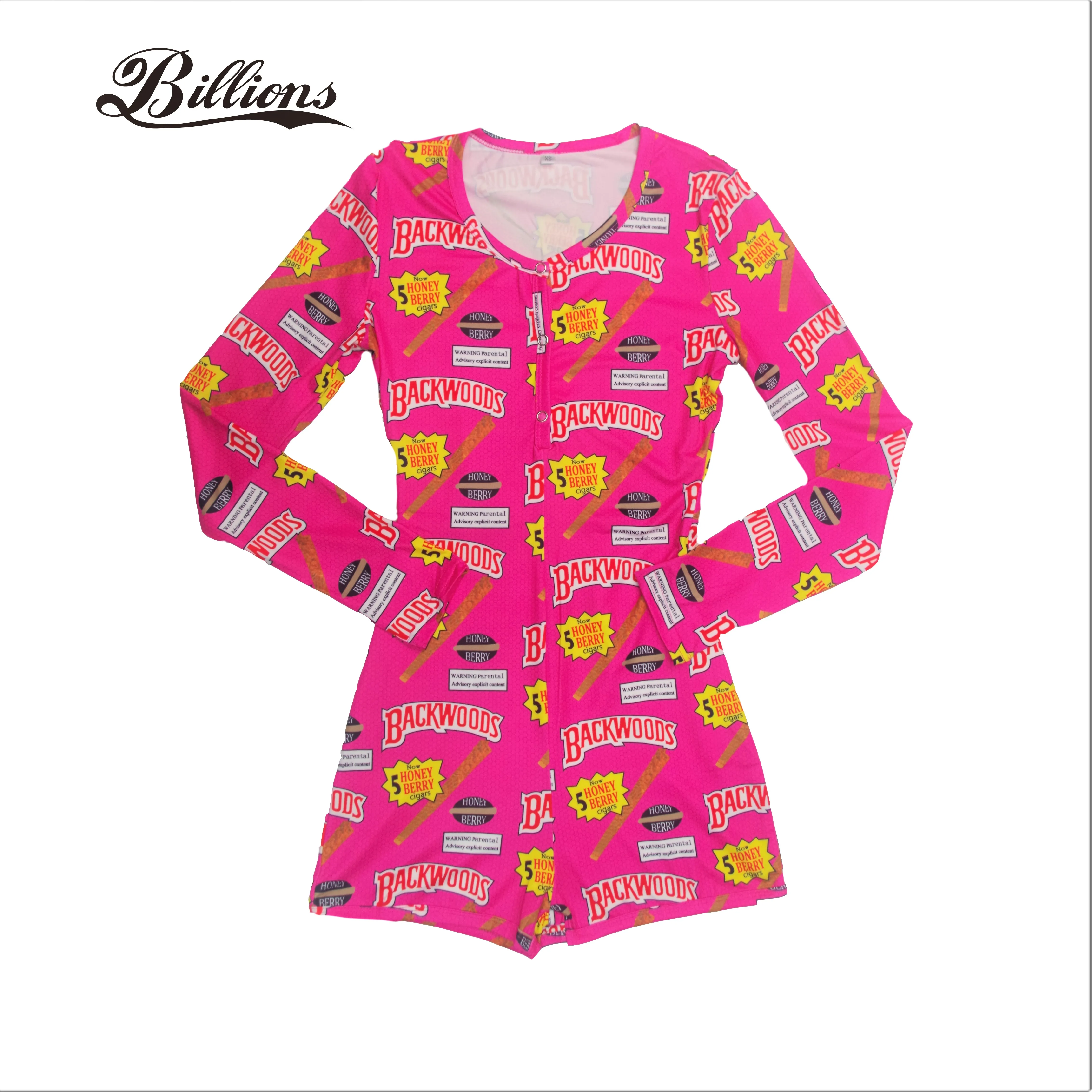 
Summer High Quality Long Sleeve Printing Pajamas Pink Backwoods Onesie For Women 