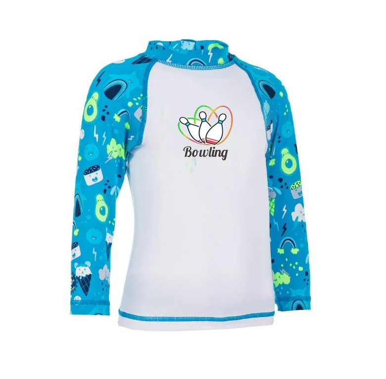 200pcs customized OEKO-TEX  Appendix 4 Class 2 Anti uv baby aqua Tshirt/toddler recycled fabric swimsuit children rashguard