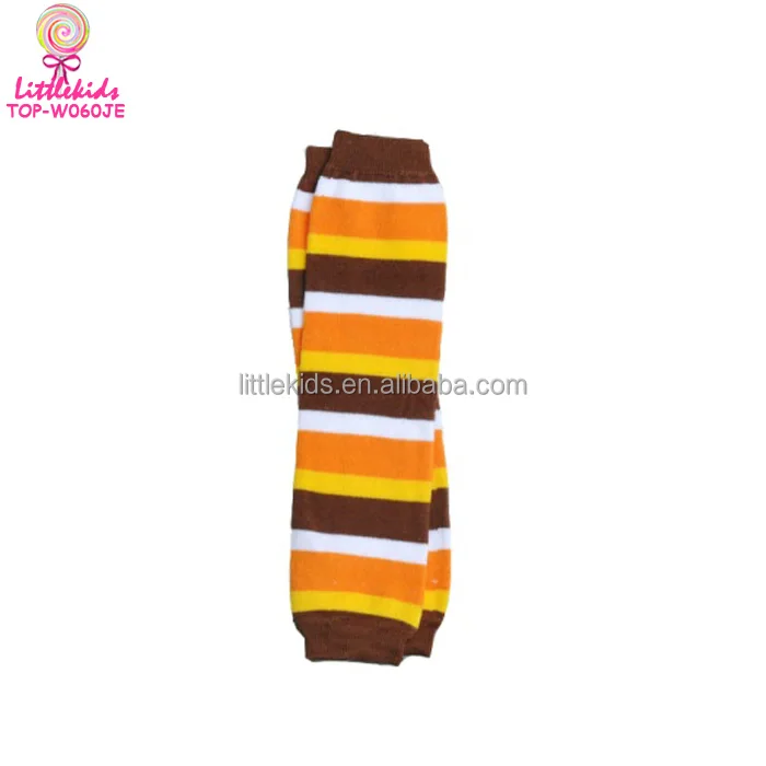 Kids Boys or Girls Thanksgiving Brown White Orange Yellow Stripes Leg Warmers Baby Leggings Wholesale