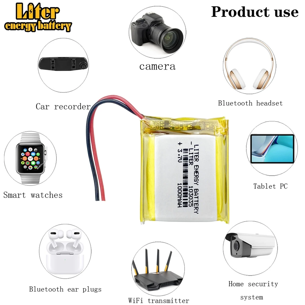103035 Li-Po 3.7V 1000mah Lithium polymer battery