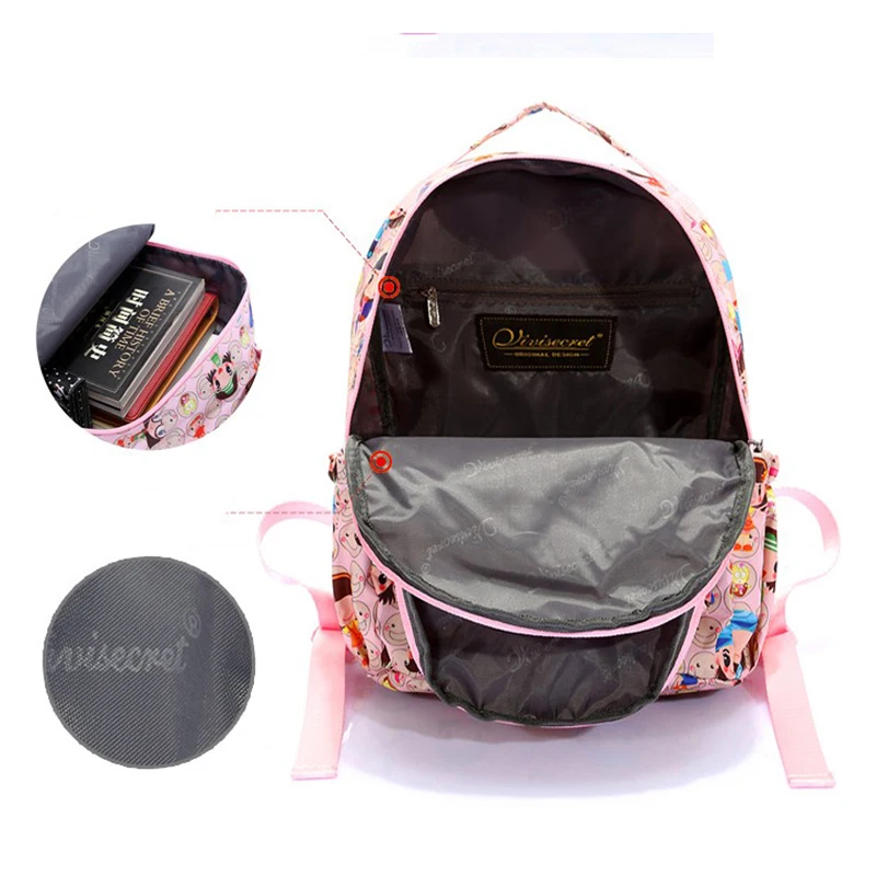 Vivisecret school bags cartoon printing outdoor activity backpack children beautiful schoolbags