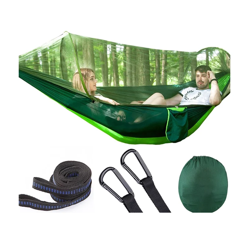 Custom print adults outdoor camping hammock with net ultralight parachute nylon travel hammock