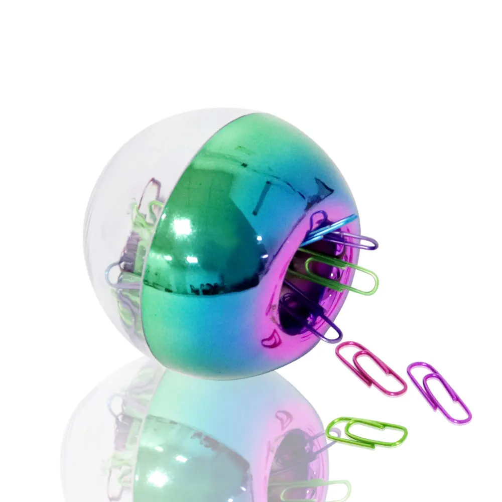 Holographic Colorful Paper Clip Dispensers Red Blue Green Purple Smooth Steel Paperclip Bookmark Magnetic Holder